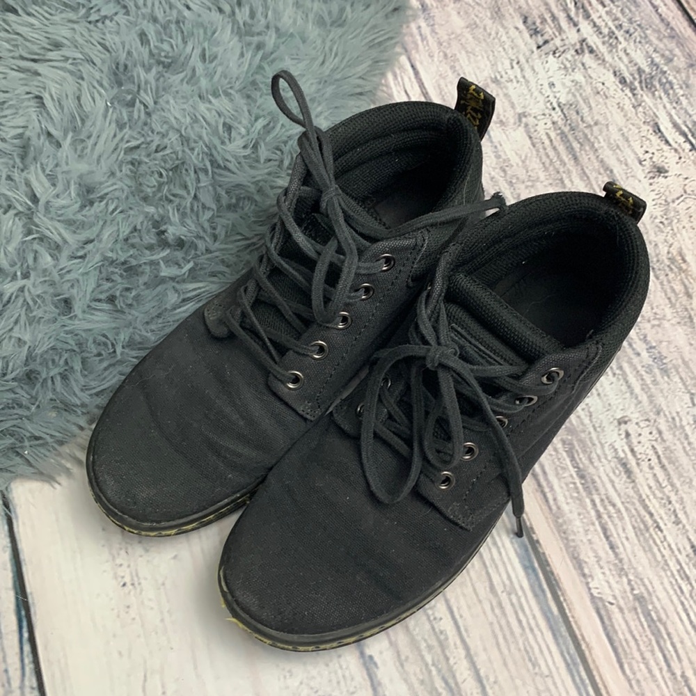 Black Canvas Dr Marten Ankle Boots